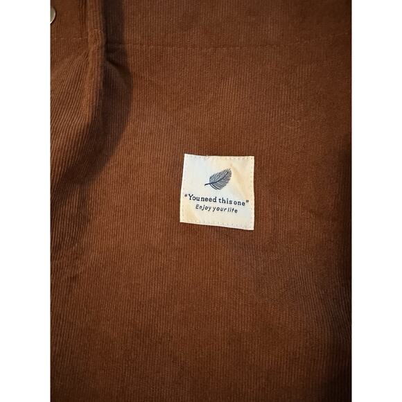 Brown Corduroy Reusable Tote Shopping Bag with Handles - Picture 2 of 3